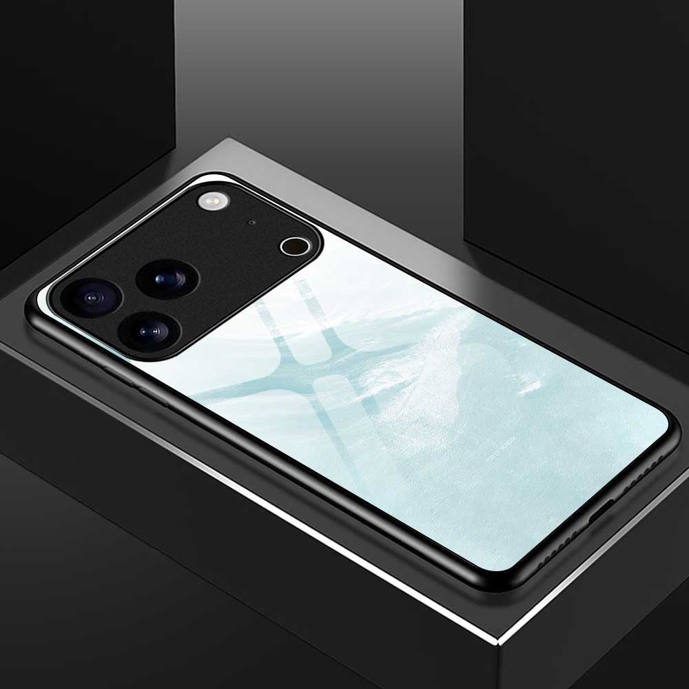 For iPhone 17 Pro Max Case TPU PC Tempered Glass Pattern Printing Phone Back Cover - B0150