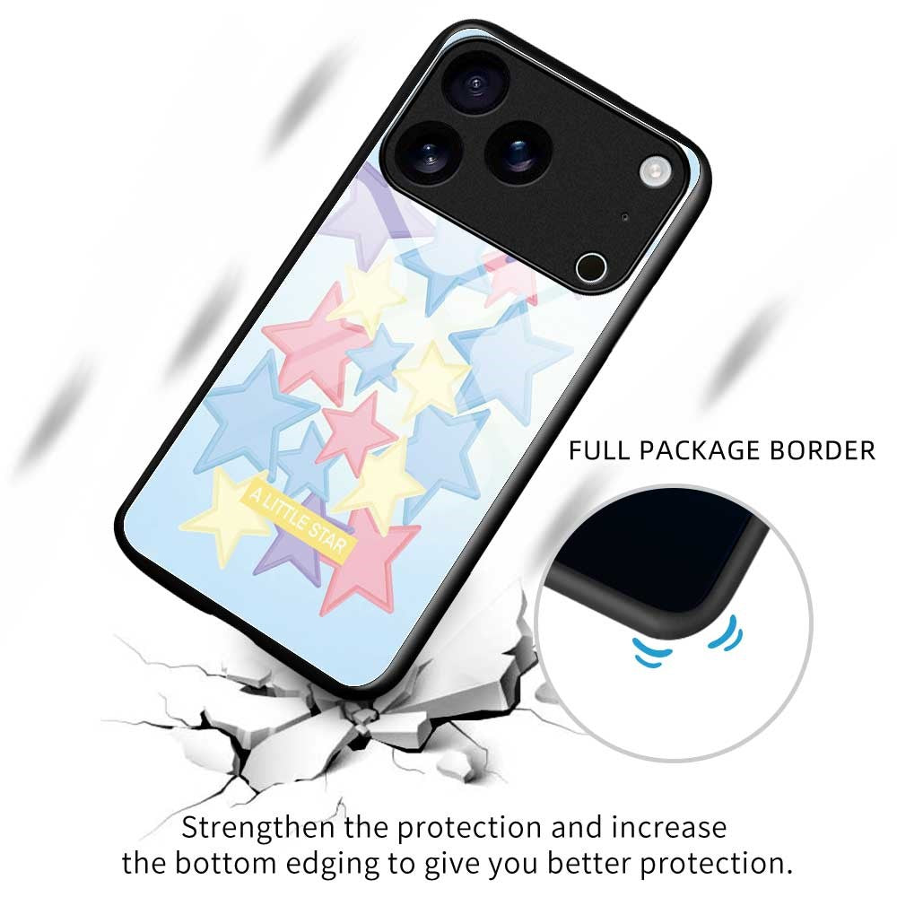 For iPhone 17 Pro Max Case TPU PC Tempered Glass Pattern Printing Phone Back Cover - B0152