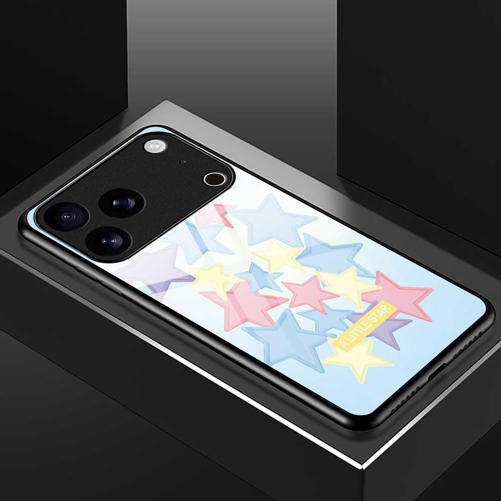 For iPhone 17 Pro Max Case TPU PC Tempered Glass Pattern Printing Phone Back Cover - B0152