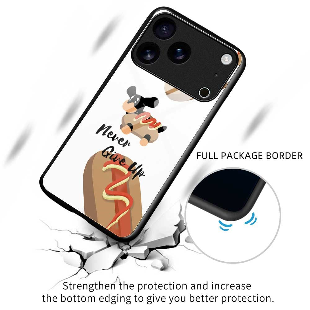 For iPhone 17 Pro Max Case TPU PC Tempered Glass Pattern Printing Phone Back Cover - B0153