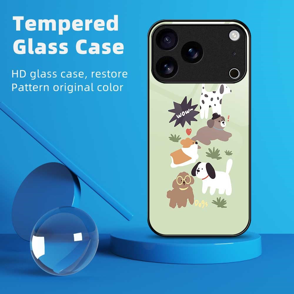 For iPhone 17 Pro Max Case TPU PC Tempered Glass Pattern Printing Phone Back Cover - B0154
