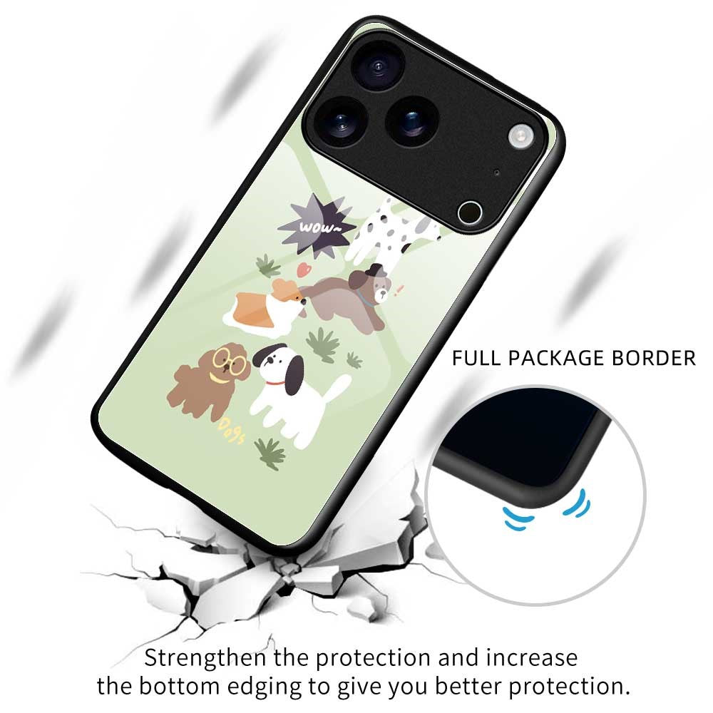 For iPhone 17 Pro Max Case TPU PC Tempered Glass Pattern Printing Phone Back Cover - B0154