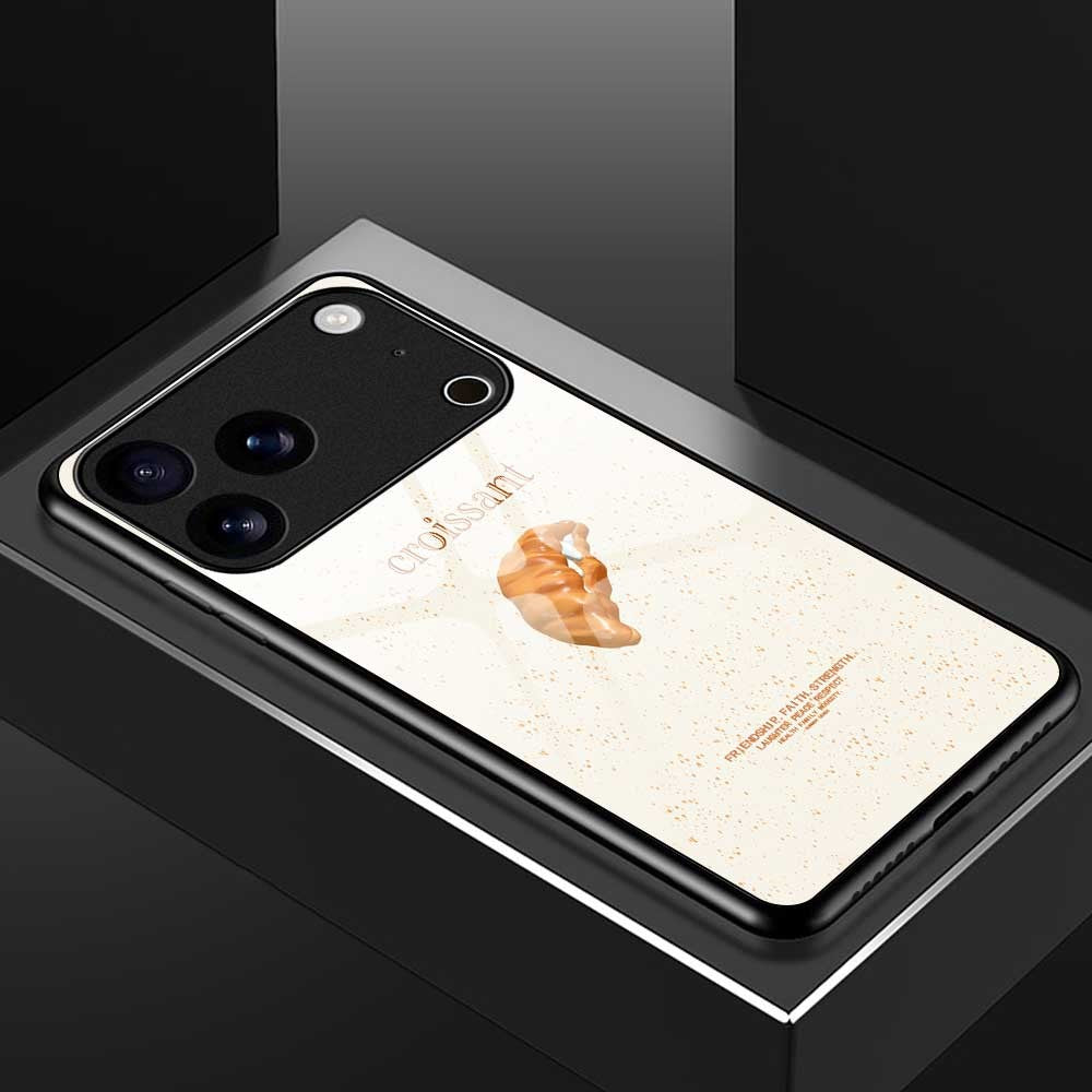 For iPhone 17 Pro Max Case TPU PC Tempered Glass Pattern Printing Phone Back Cover - B0155