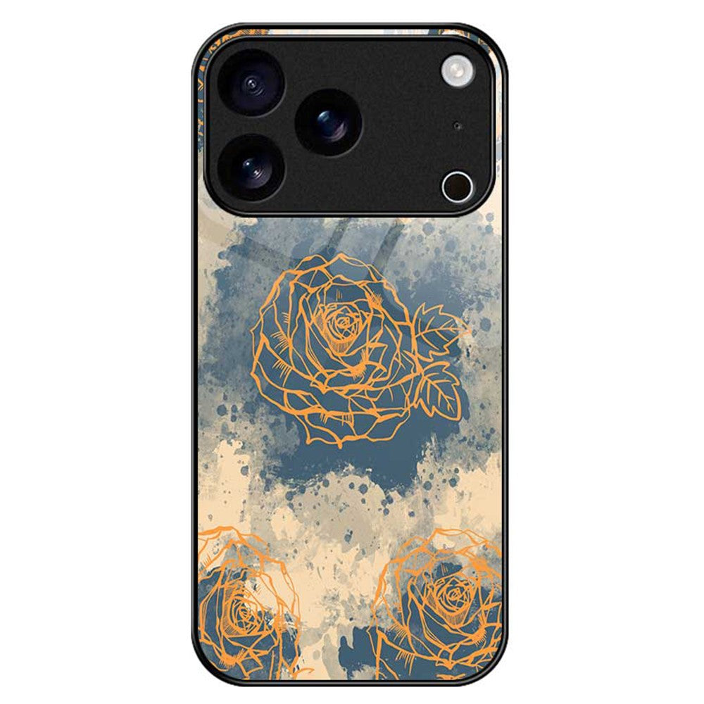 For iPhone 17 Pro Max Case TPU PC Tempered Glass Pattern Printing Phone Back Cover - B0156