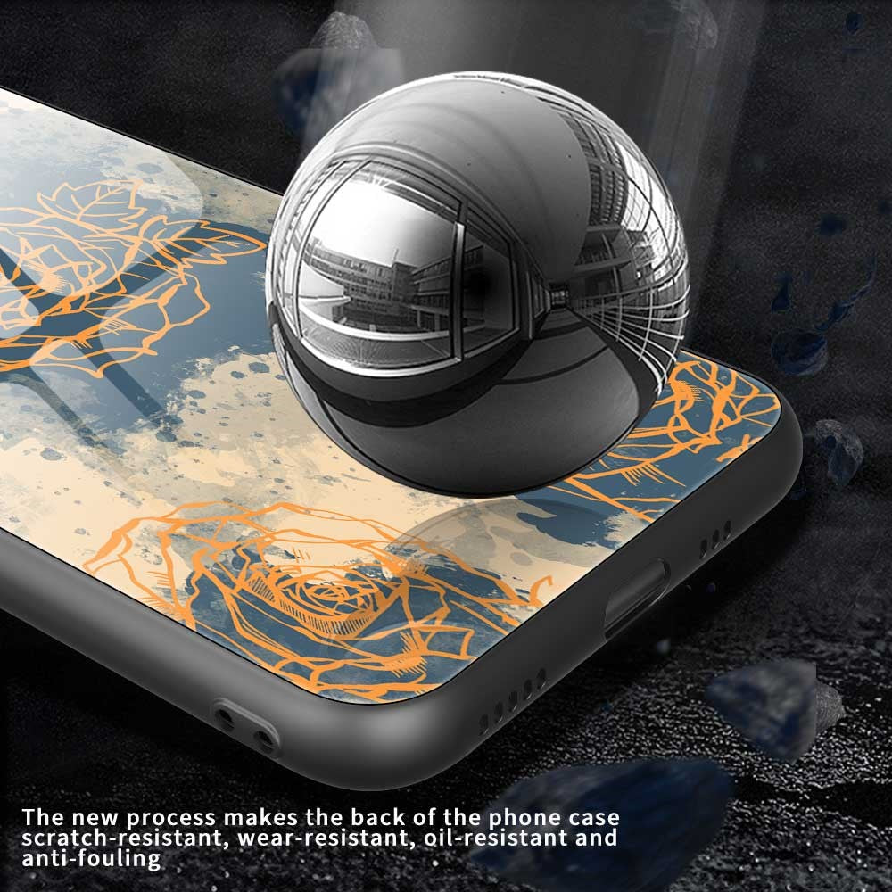 For iPhone 17 Pro Max Case TPU PC Tempered Glass Pattern Printing Phone Back Cover - B0156