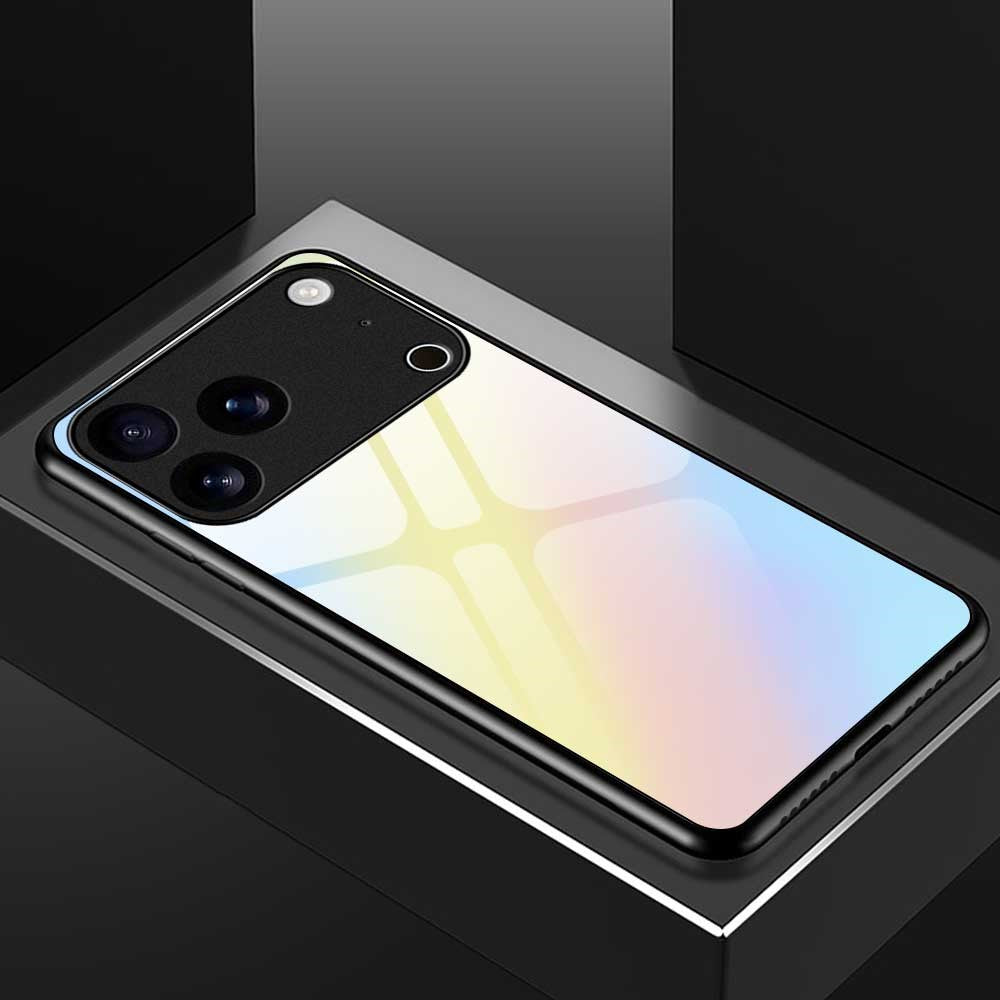 For iPhone 17 Pro Max Case TPU PC Tempered Glass Pattern Printing Phone Back Cover - B0158