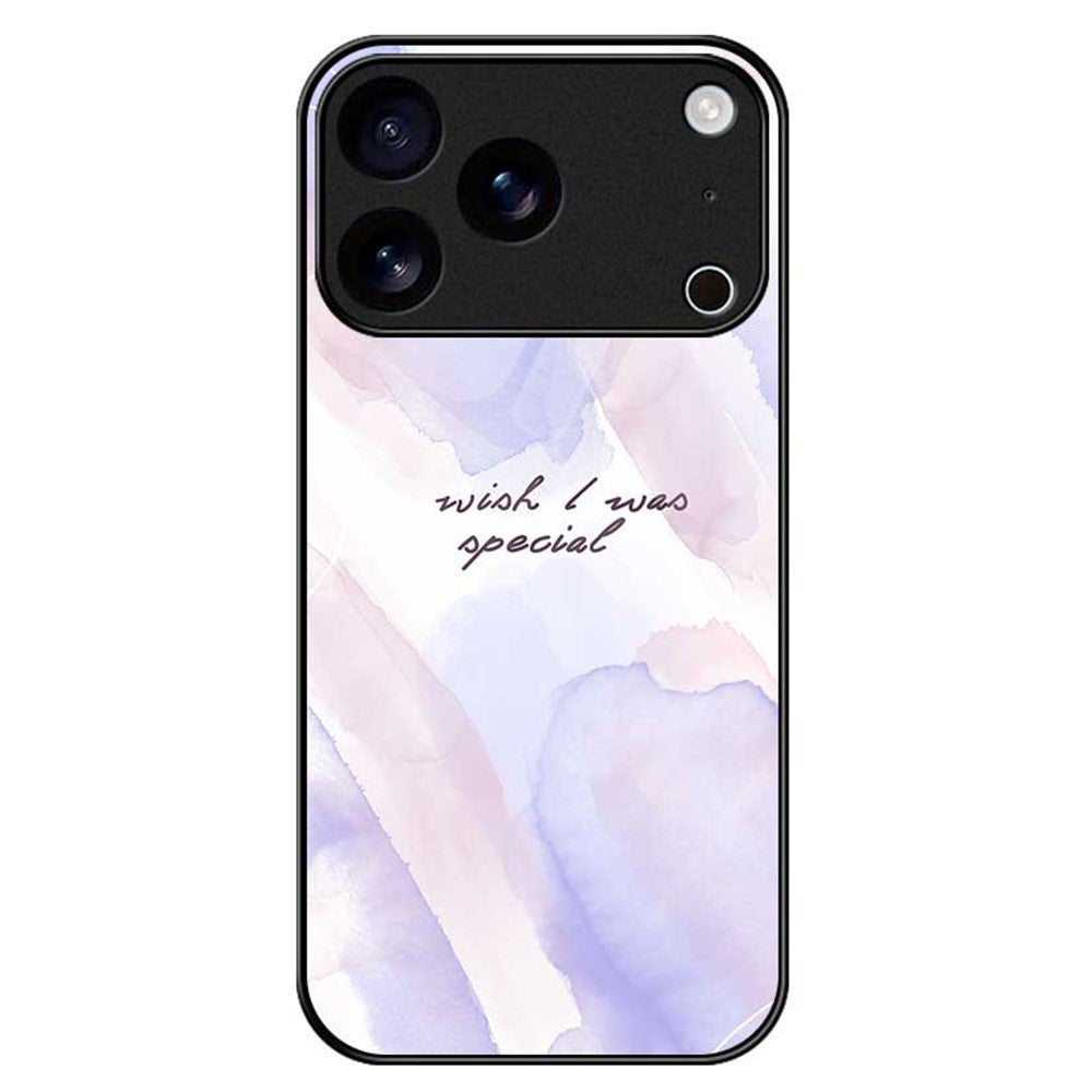 For iPhone 17 Pro Max Case TPU PC Tempered Glass Pattern Printing Phone Back Cover - B0159