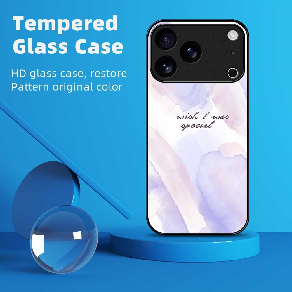 For iPhone 17 Pro Max Case TPU PC Tempered Glass Pattern Printing Phone Back Cover - B0159