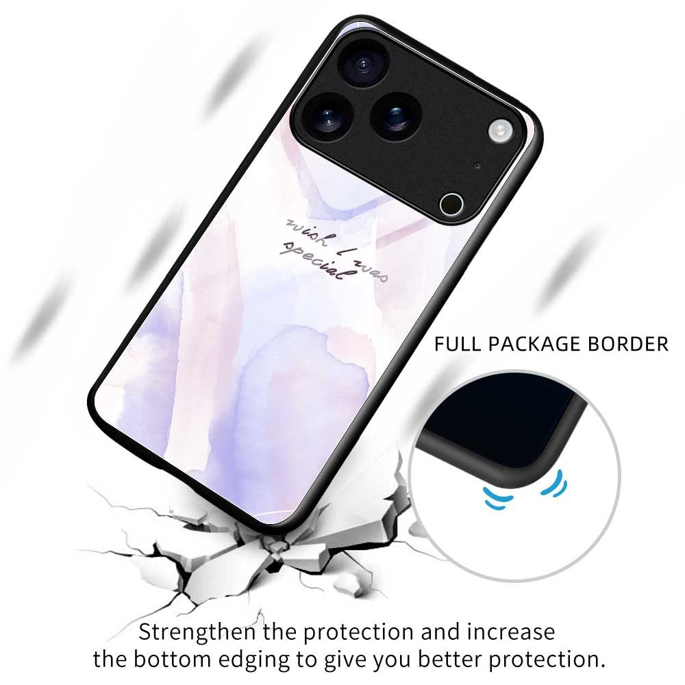 For iPhone 17 Pro Max Case TPU PC Tempered Glass Pattern Printing Phone Back Cover - B0159