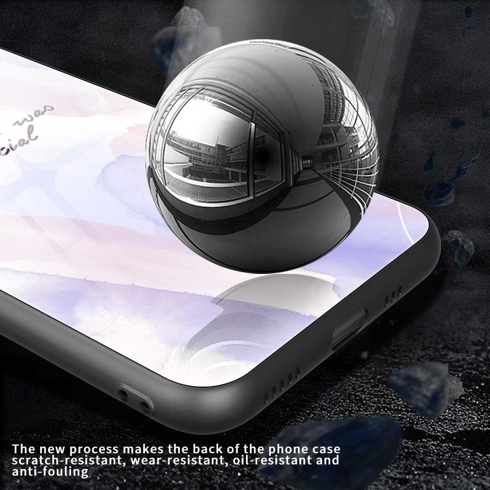 For iPhone 17 Pro Max Case TPU PC Tempered Glass Pattern Printing Phone Back Cover - B0159