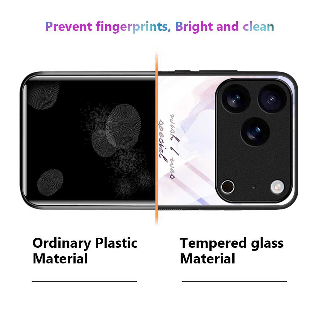 For iPhone 17 Pro Max Case TPU PC Tempered Glass Pattern Printing Phone Back Cover - B0159