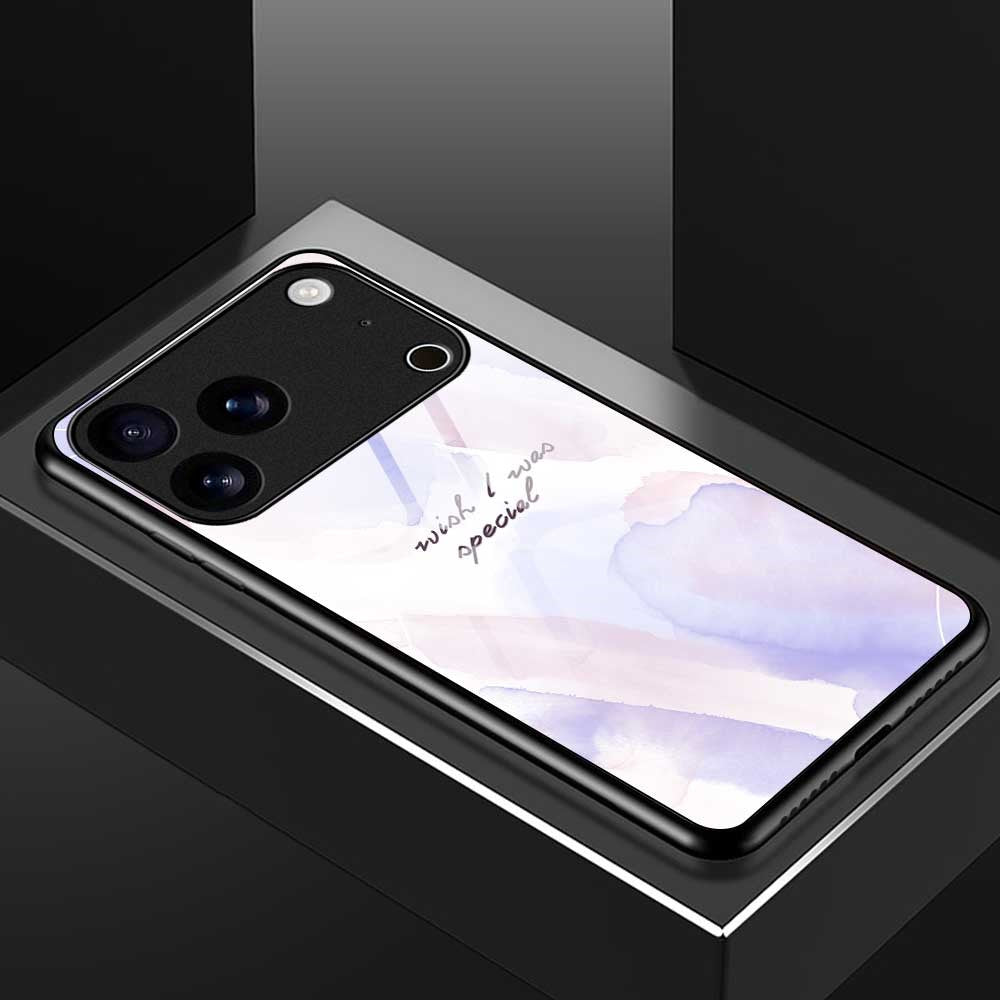For iPhone 17 Pro Max Case TPU PC Tempered Glass Pattern Printing Phone Back Cover - B0159