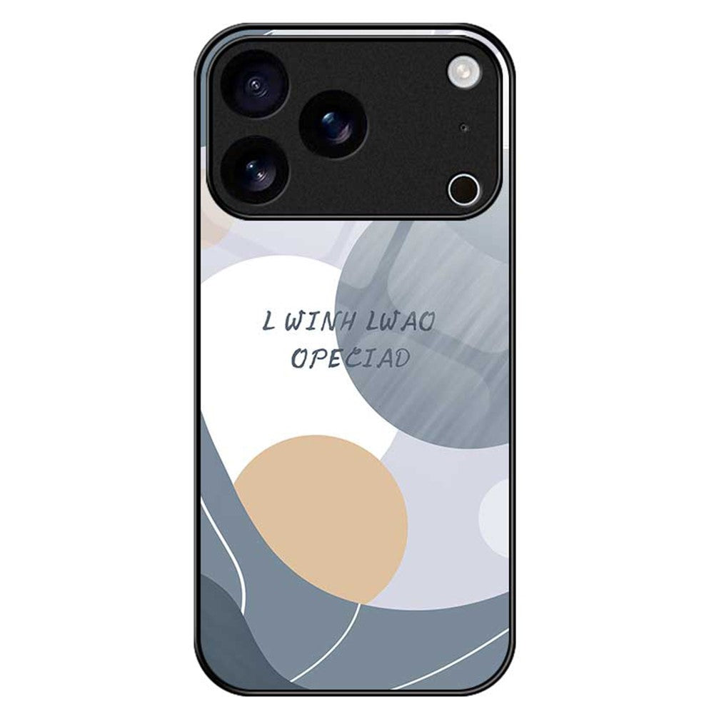 For iPhone 17 Pro Max Case TPU PC Tempered Glass Pattern Printing Phone Back Cover - B0160