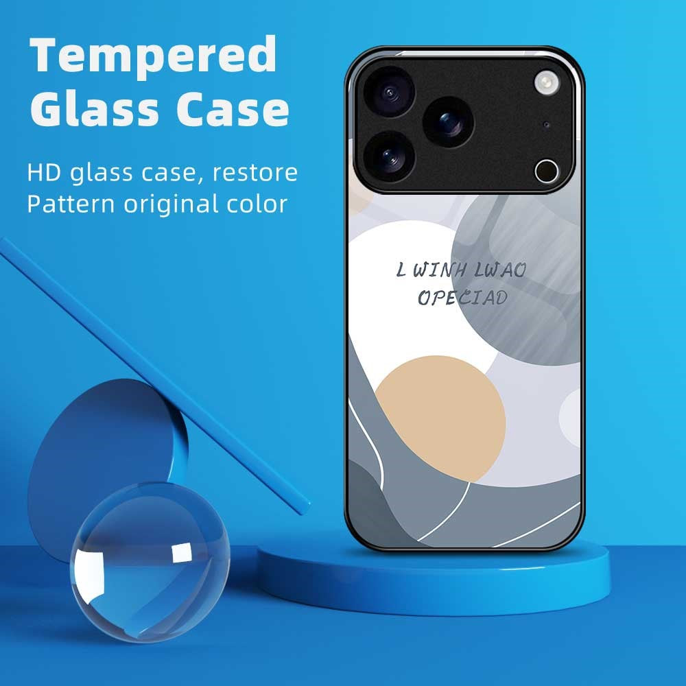 For iPhone 17 Pro Max Case TPU PC Tempered Glass Pattern Printing Phone Back Cover - B0160