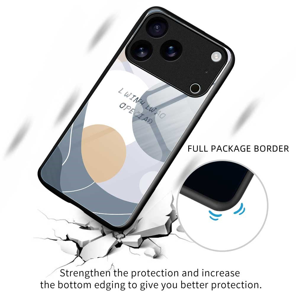 For iPhone 17 Pro Max Case TPU PC Tempered Glass Pattern Printing Phone Back Cover - B0160