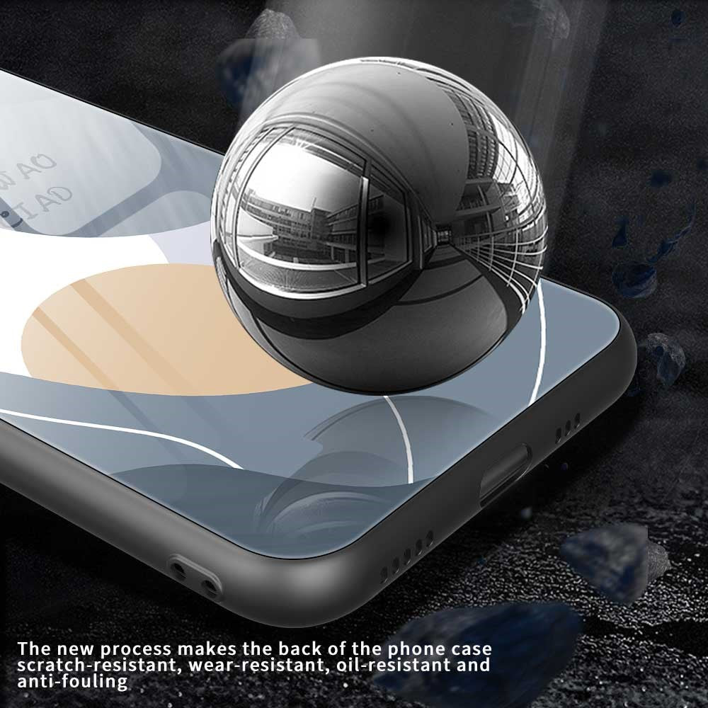 For iPhone 17 Pro Max Case TPU PC Tempered Glass Pattern Printing Phone Back Cover - B0160