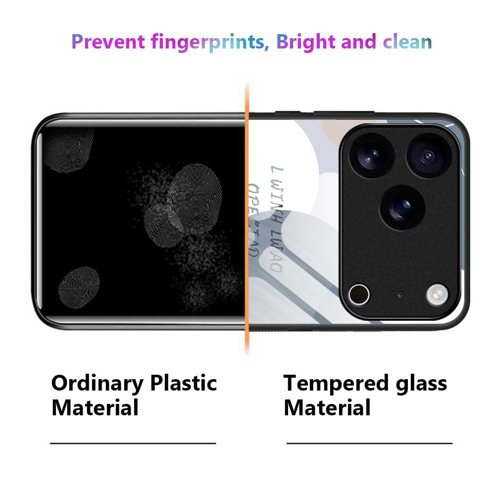 For iPhone 17 Pro Max Case TPU PC Tempered Glass Pattern Printing Phone Back Cover - B0160