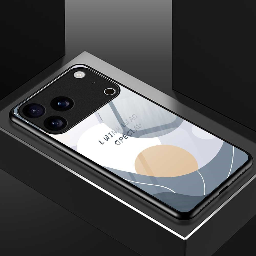 For iPhone 17 Pro Max Case TPU PC Tempered Glass Pattern Printing Phone Back Cover - B0160