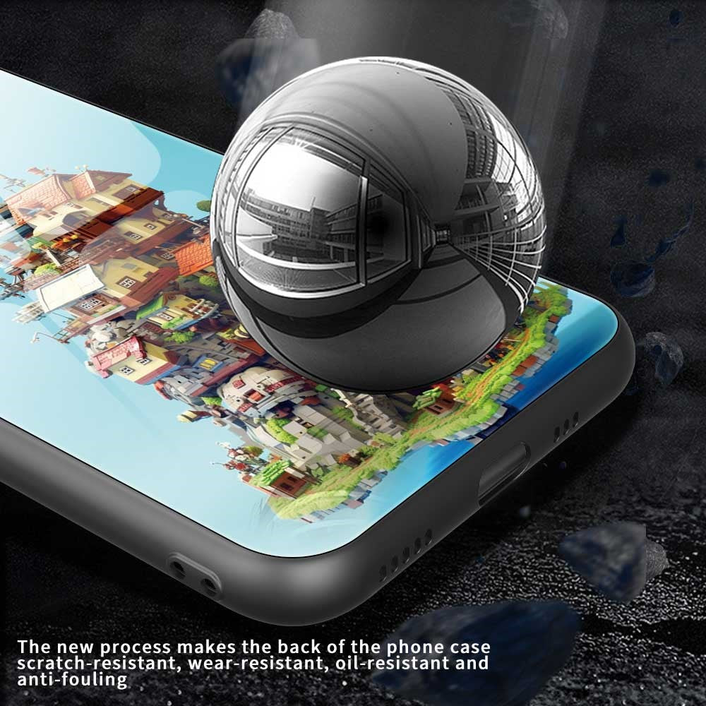 For iPhone 17 Pro Max Case TPU PC Tempered Glass Pattern Printing Phone Back Cover - B0163