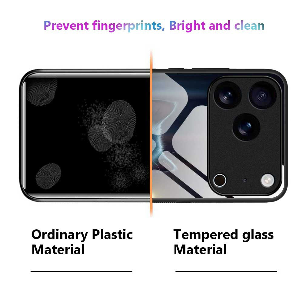 For iPhone 17 Pro Max Case TPU PC Tempered Glass Pattern Printing Phone Back Cover - B0166