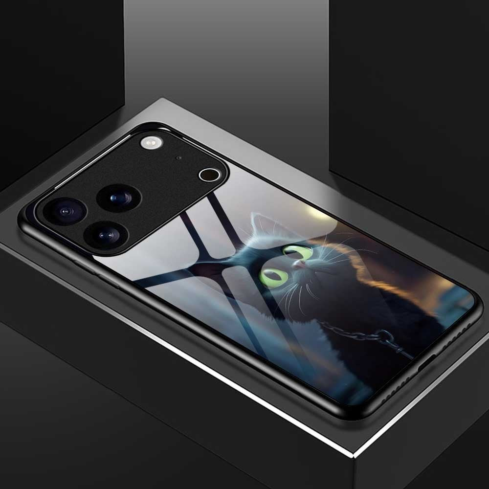 For iPhone 17 Pro Max Case TPU PC Tempered Glass Pattern Printing Phone Back Cover - B0166