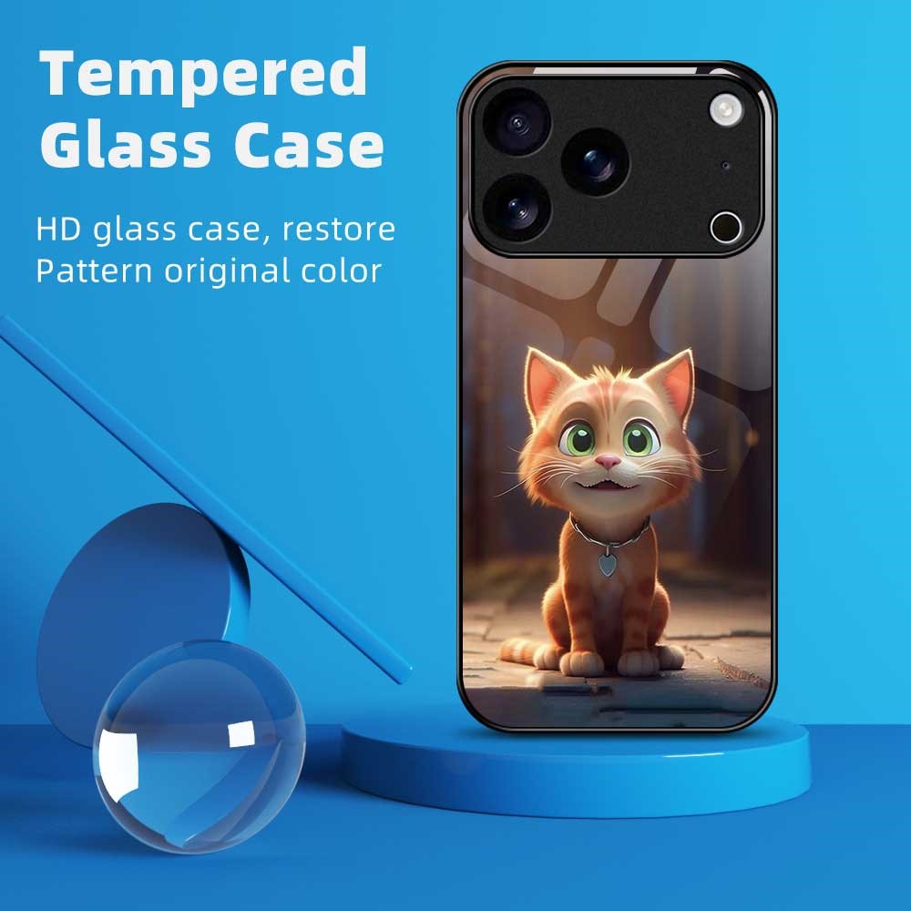 For iPhone 17 Pro Max Case TPU PC Tempered Glass Pattern Printing Phone Back Cover - B0167