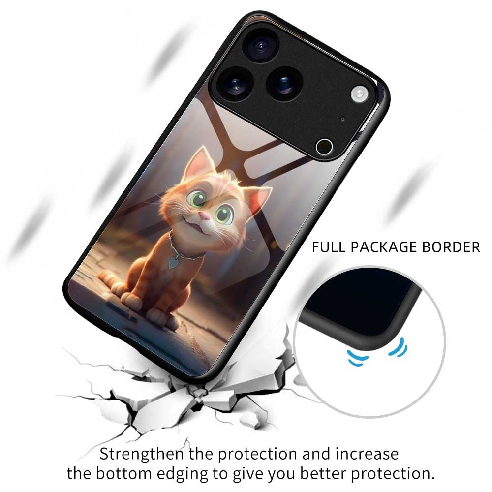 For iPhone 17 Pro Max Case TPU PC Tempered Glass Pattern Printing Phone Back Cover - B0167