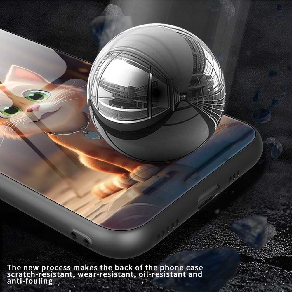 For iPhone 17 Pro Max Case TPU PC Tempered Glass Pattern Printing Phone Back Cover - B0167