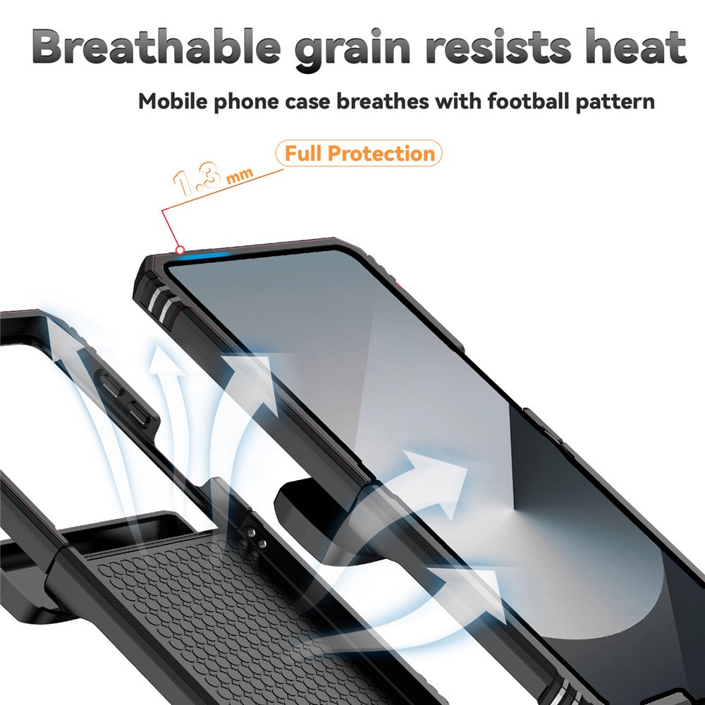 For Samsung Galaxy Z Flip7 5G Case with Wrist Strap / Kickstand Hinge Protection PC + TPU Phone Cover - Black