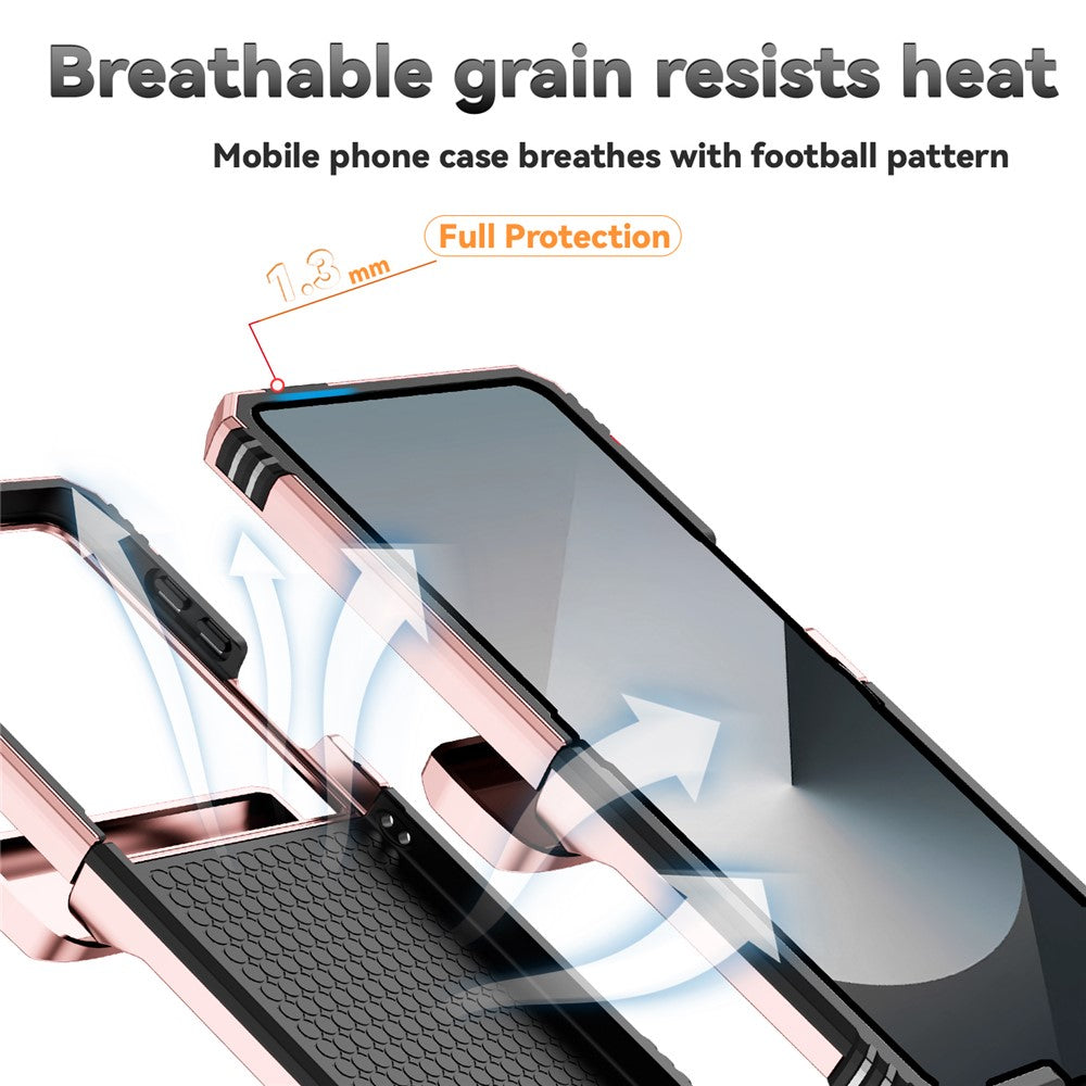 For Samsung Galaxy Z Flip7 5G Case with Wrist Strap / Kickstand Hinge Protection PC + TPU Phone Cover - Rose Gold