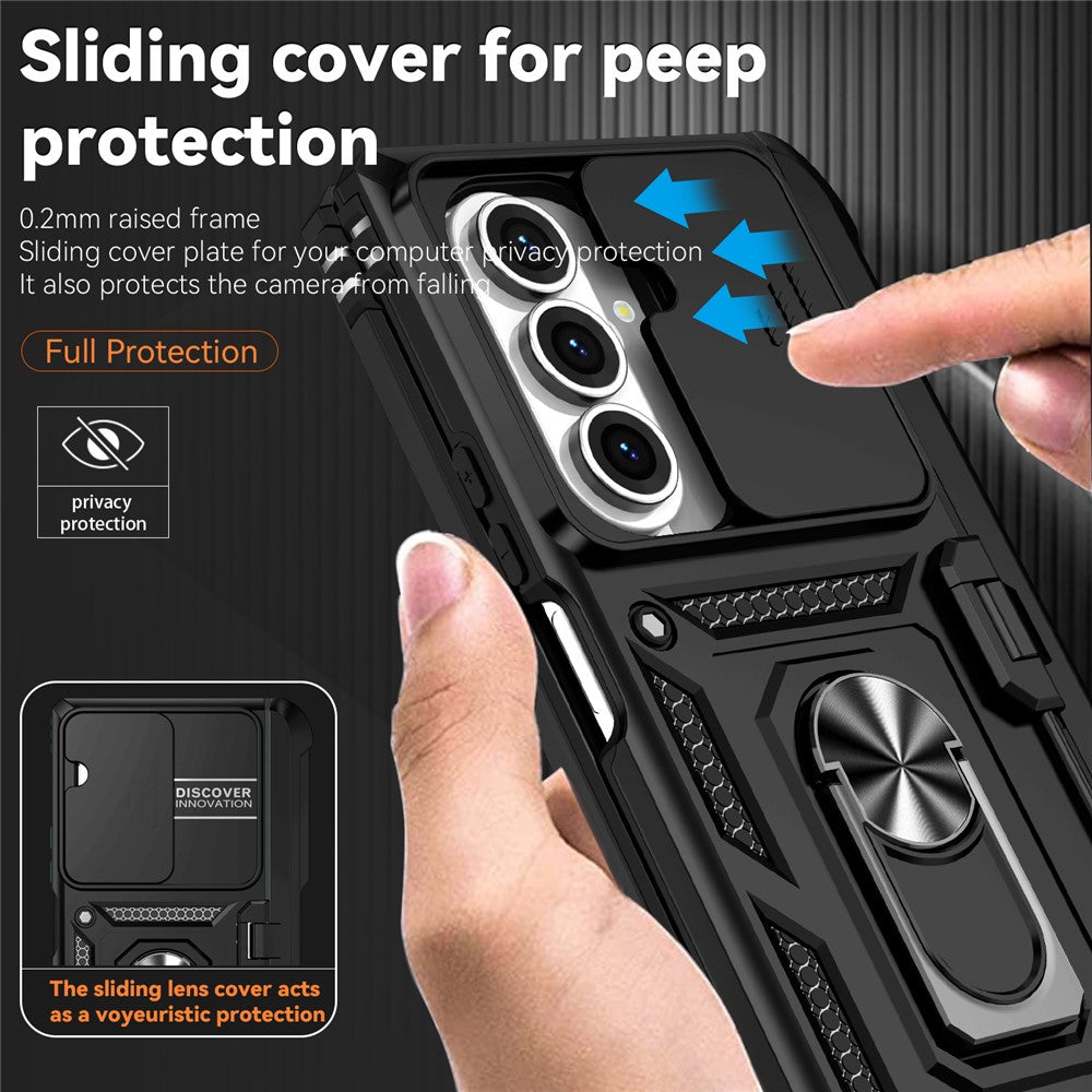 For Samsung Galaxy Z Fold7 5G Case with Wrist Strap / Kickstand Hinge Protection PC + TPU Phone Cover - Black