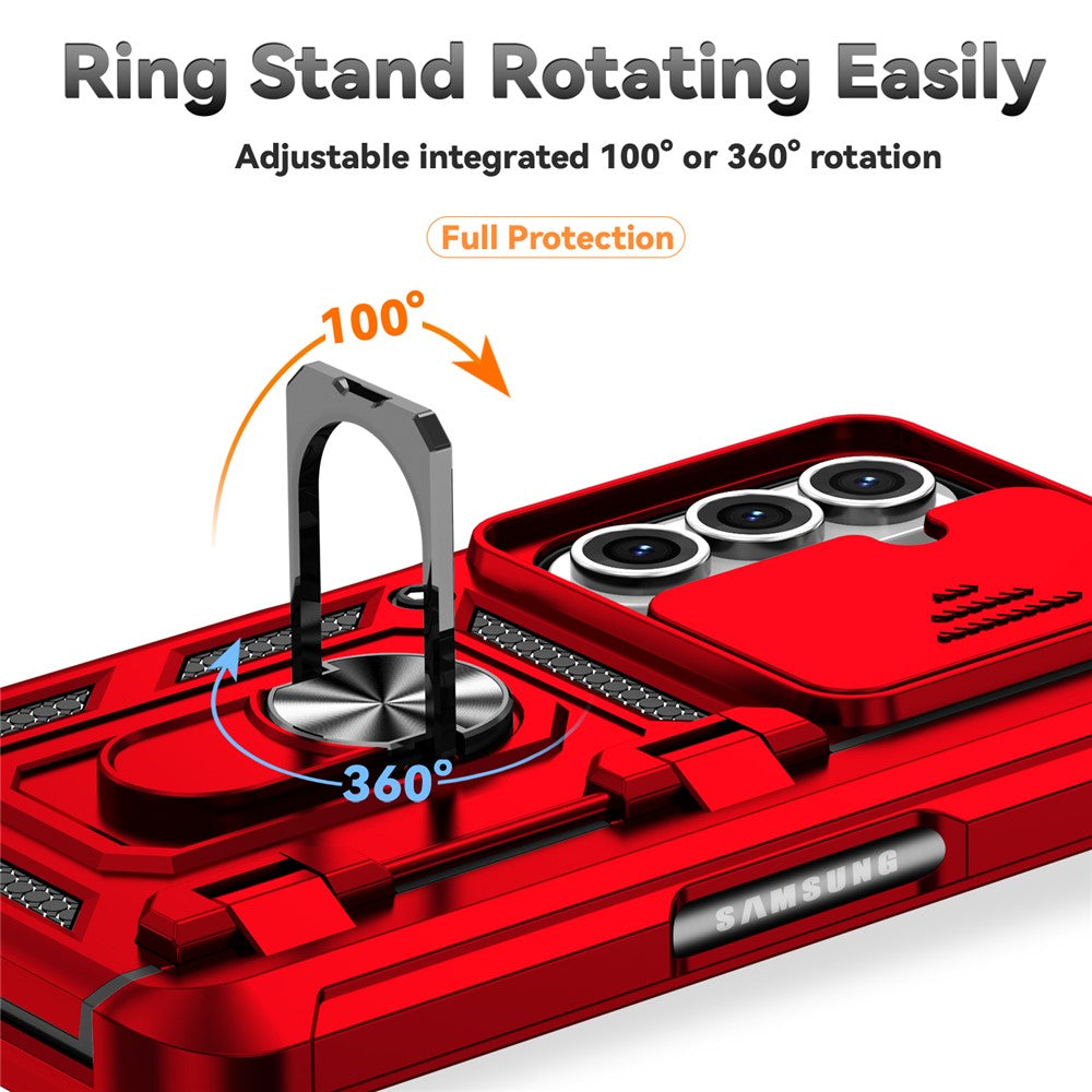 For Samsung Galaxy Z Fold7 5G Case with Wrist Strap / Kickstand Hinge Protection PC + TPU Phone Cover - Red