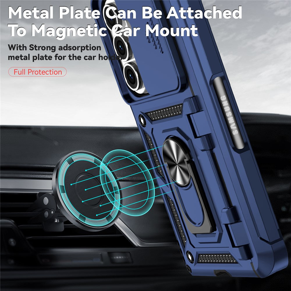 For Samsung Galaxy Z Fold7 5G Case with Wrist Strap / Kickstand Hinge Protection PC + TPU Phone Cover - Blue