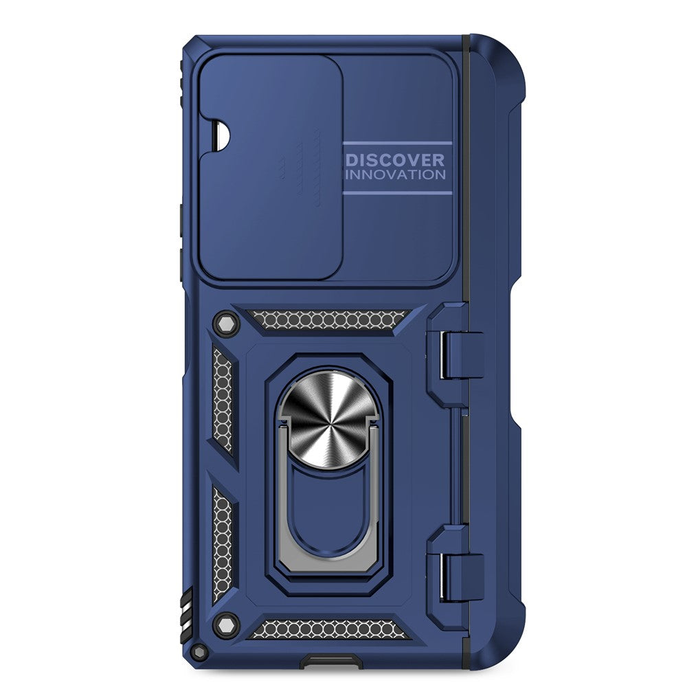 For Samsung Galaxy Z Fold7 5G Case with Wrist Strap / Kickstand Hinge Protection PC + TPU Phone Cover - Blue