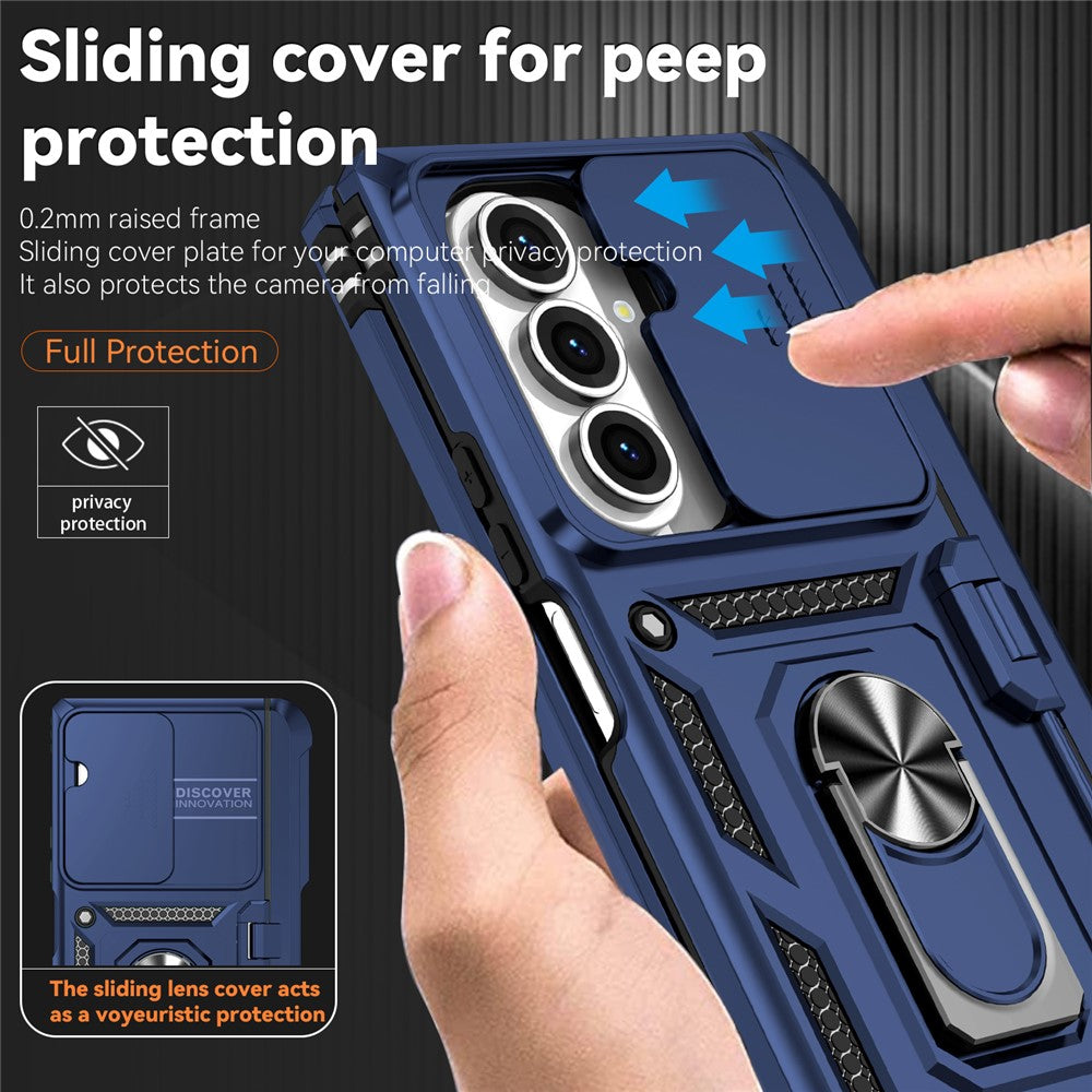 For Samsung Galaxy Z Fold7 5G Case with Wrist Strap / Kickstand Hinge Protection PC + TPU Phone Cover - Blue