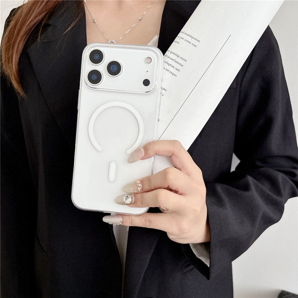 For iPhone 17 Pro Max Crystal Clear Case Compatible with MagSafe Hard PC Phone Cover - Transparent White