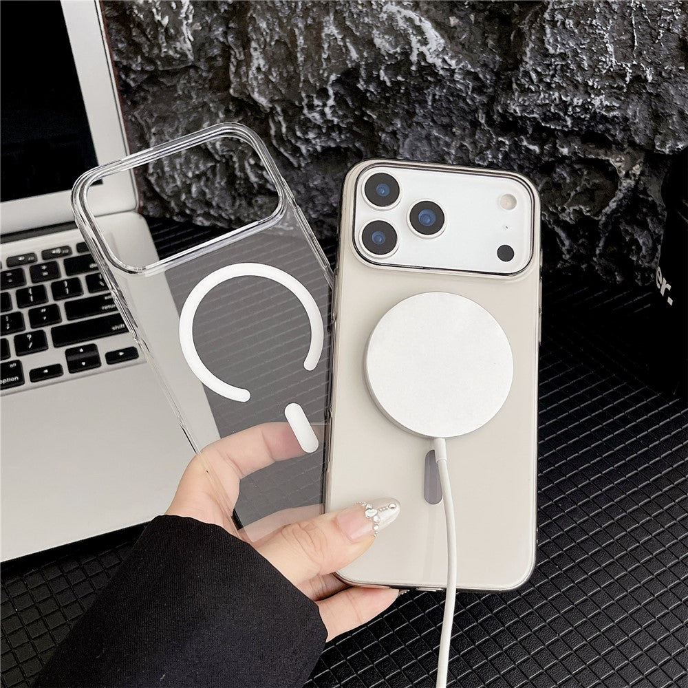 For iPhone 17 Pro Max Crystal Clear Case Compatible with MagSafe Hard PC Phone Cover - Grey