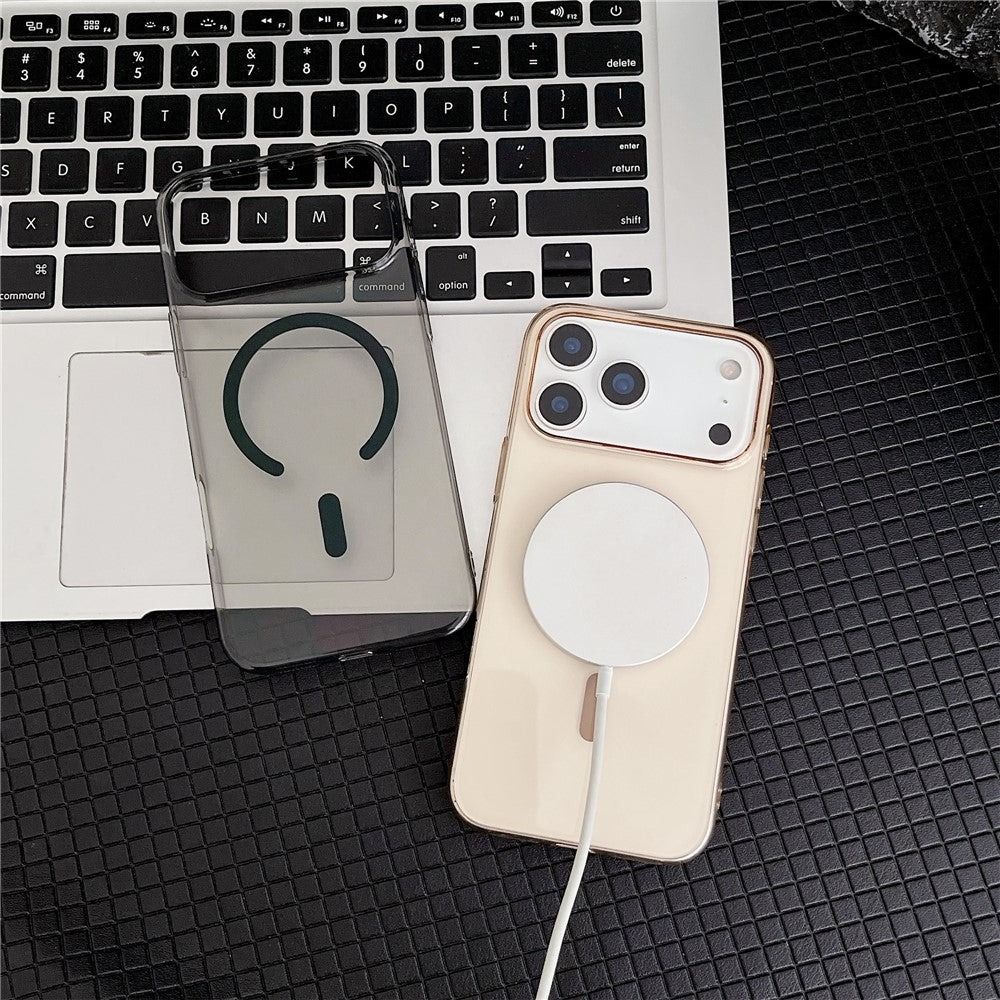 For iPhone 17 Pro Max Crystal Clear Case Compatible with MagSafe Hard PC Phone Cover - Transparent Black