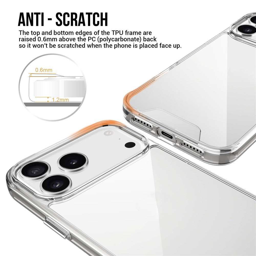 For iPhone 17 Pro Max Case TPU Frame Clear PC Back Phone Cover