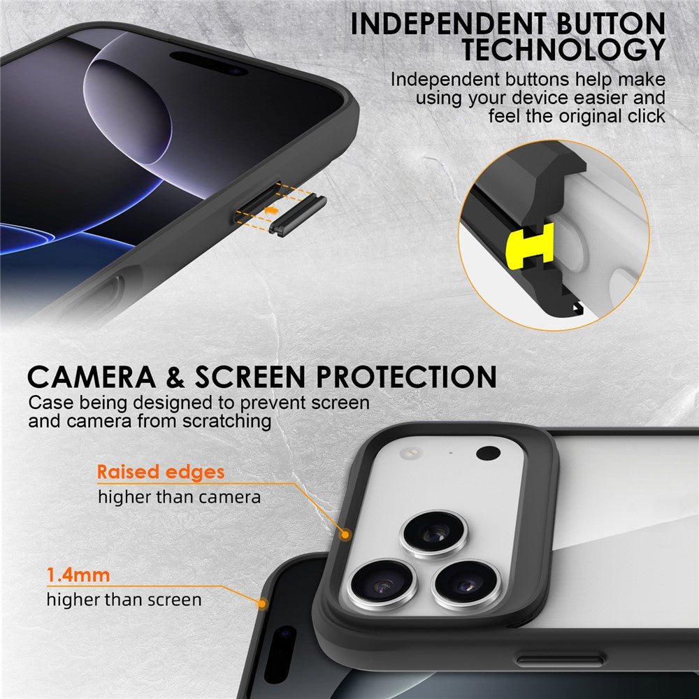 For iPhone 17 Pro Max Case Hybrid Hard PC Soft TPU Shockproof Phone Cover - Black