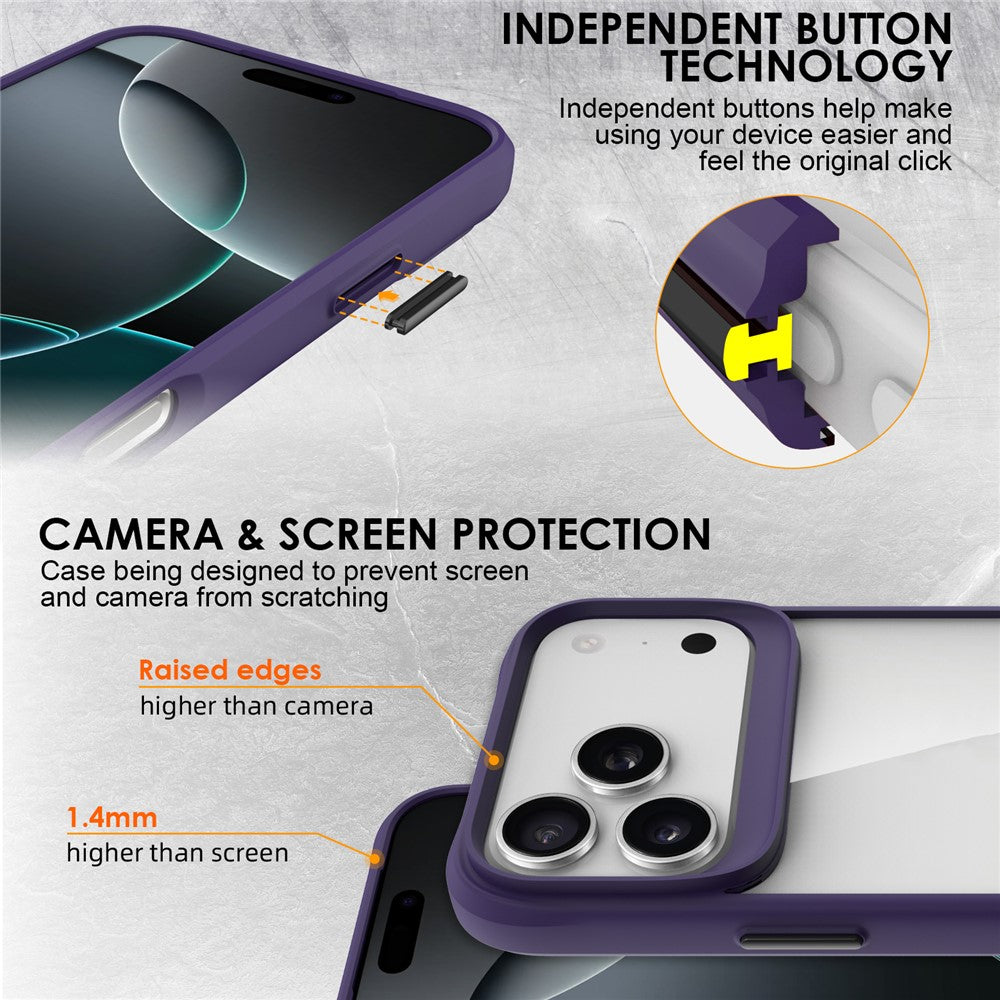 For iPhone 17 Pro Max Case Hybrid Hard PC Soft TPU Shockproof Phone Cover - Purple