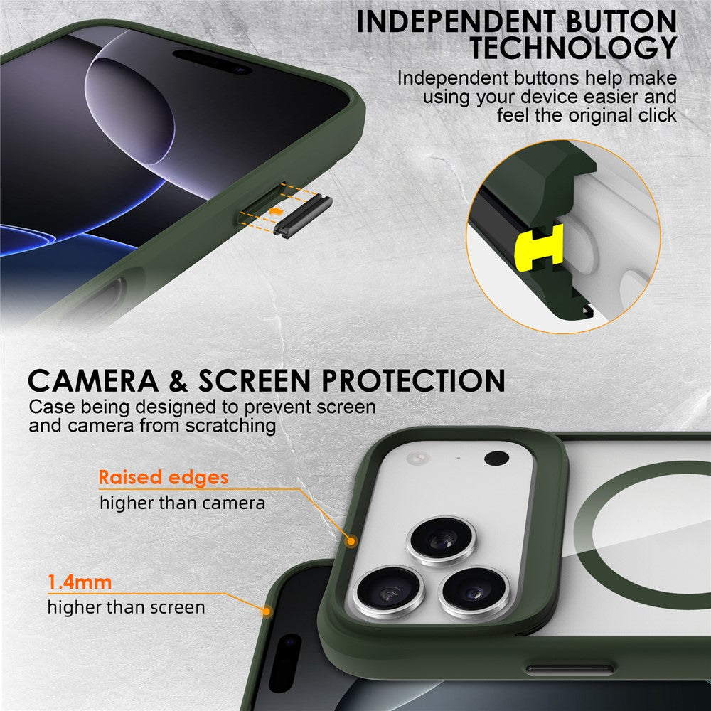 For iPhone 17 Pro Max Case Compatible with MagSafe Hybrid Hard PC Soft TPU Shockproof Phone Cover - Green