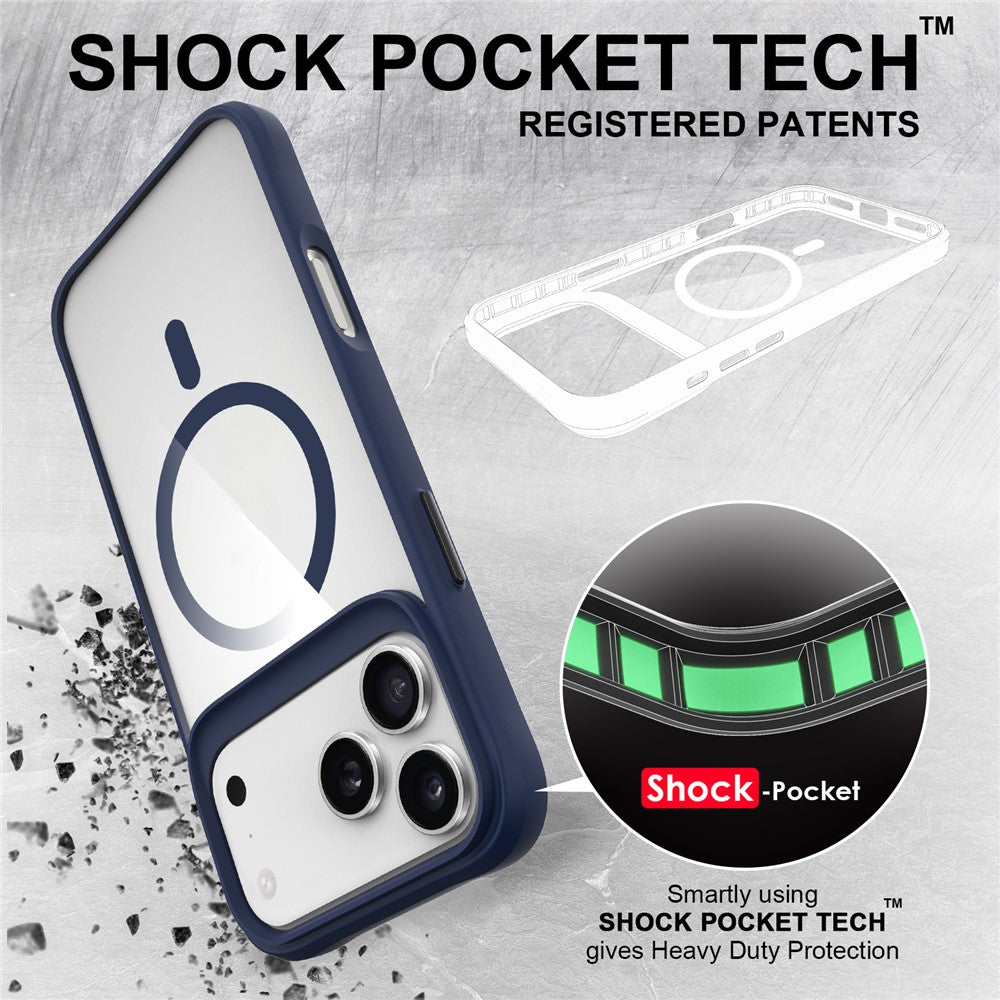 For iPhone 17 Pro Max Case Compatible with MagSafe Hybrid Hard PC Soft TPU Shockproof Phone Cover - Blue