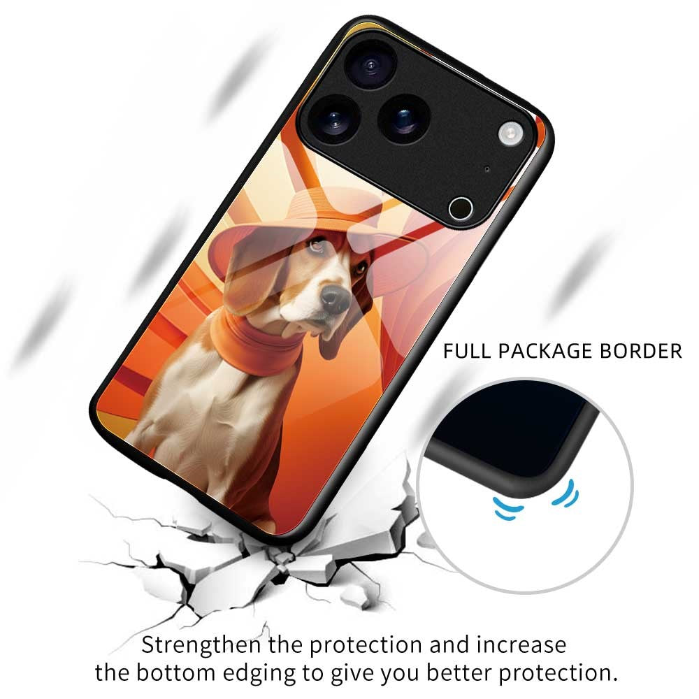 For iPhone 17 Pro Max Case Anti Drop PC TPU Tempered Glass Pattern Printing Phone Back Cover - B0168