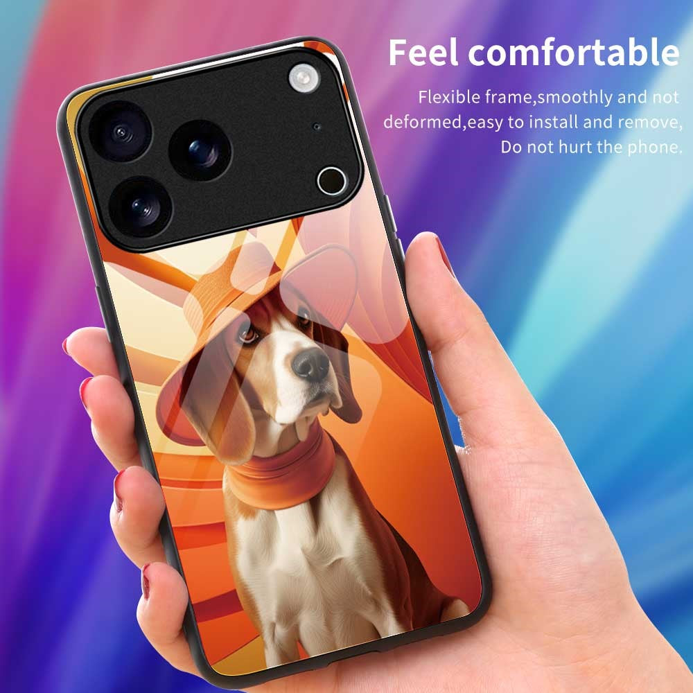 For iPhone 17 Pro Max Case Anti Drop PC TPU Tempered Glass Pattern Printing Phone Back Cover - B0168