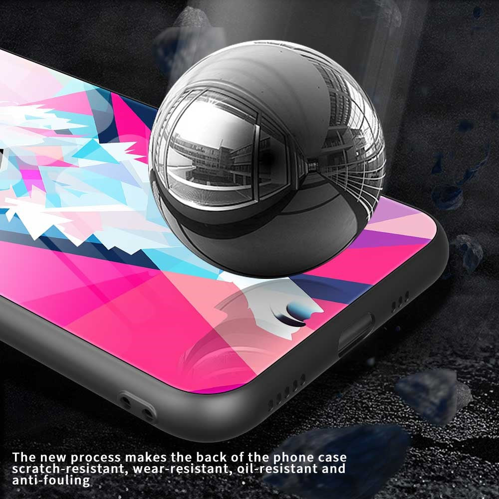 For iPhone 17 Pro Max Case Anti Drop PC TPU Tempered Glass Pattern Printing Phone Back Cover - B0170