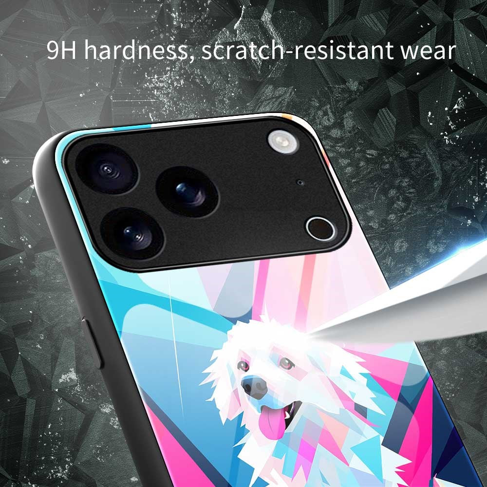 For iPhone 17 Pro Max Case Anti Drop PC TPU Tempered Glass Pattern Printing Phone Back Cover - B0170