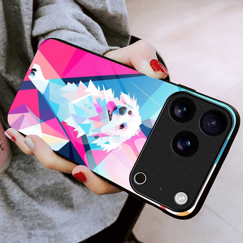 For iPhone 17 Pro Max Case Anti Drop PC TPU Tempered Glass Pattern Printing Phone Back Cover - B0170