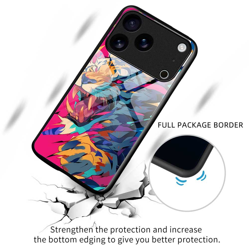 For iPhone 17 Pro Max Case Anti Drop PC TPU Tempered Glass Pattern Printing Phone Back Cover - B0171