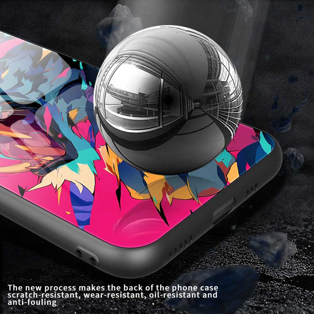 For iPhone 17 Pro Max Case Anti Drop PC TPU Tempered Glass Pattern Printing Phone Back Cover - B0171